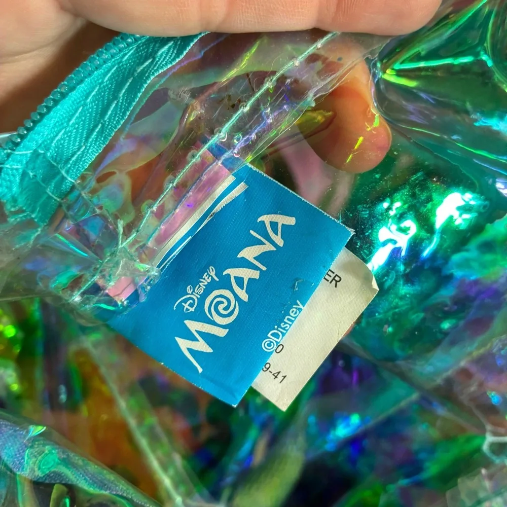 Disney Moana Clear‎ Teal Iridescent Glitter Confetti Mini Backpack DisneyCore